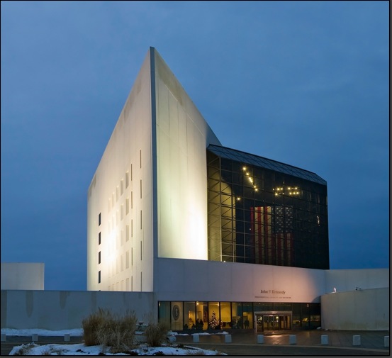 JFK Library – museum, front, night